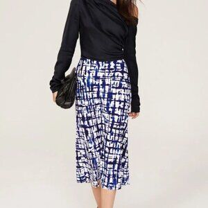 Jason Wu Women's Size 12 Blue White Printed Midi Skirt